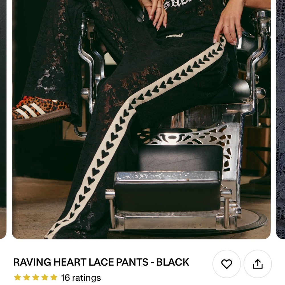 Raving Heart Lace Pants - Black